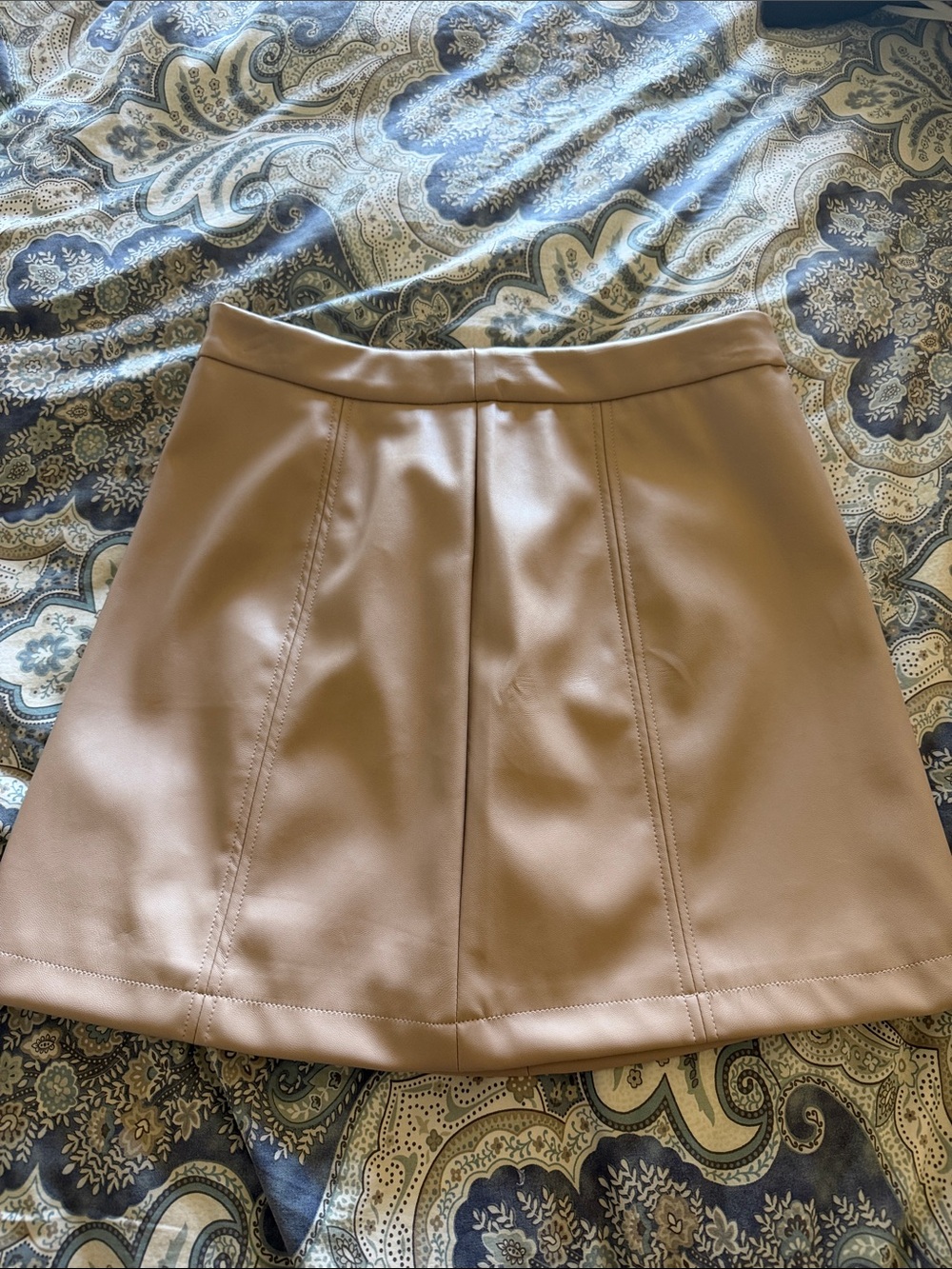 Gentle Fawn Taupe Faux Leather A-Line Mini Skirt